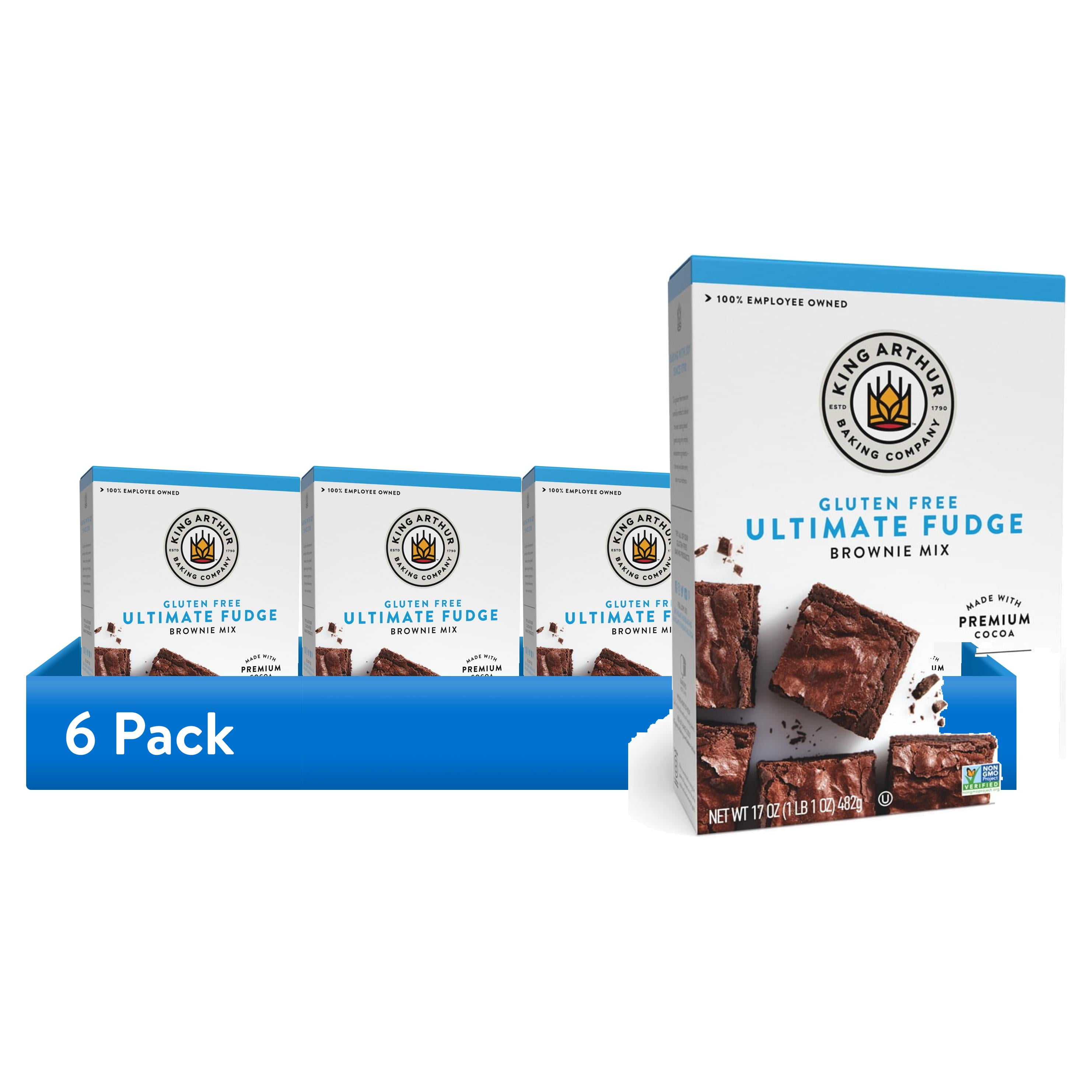 (6 pack) King Arthur Baking Company, Non-GMO Project Verified and Gluten Free Fudge Brownie Mix, 17 oz Box