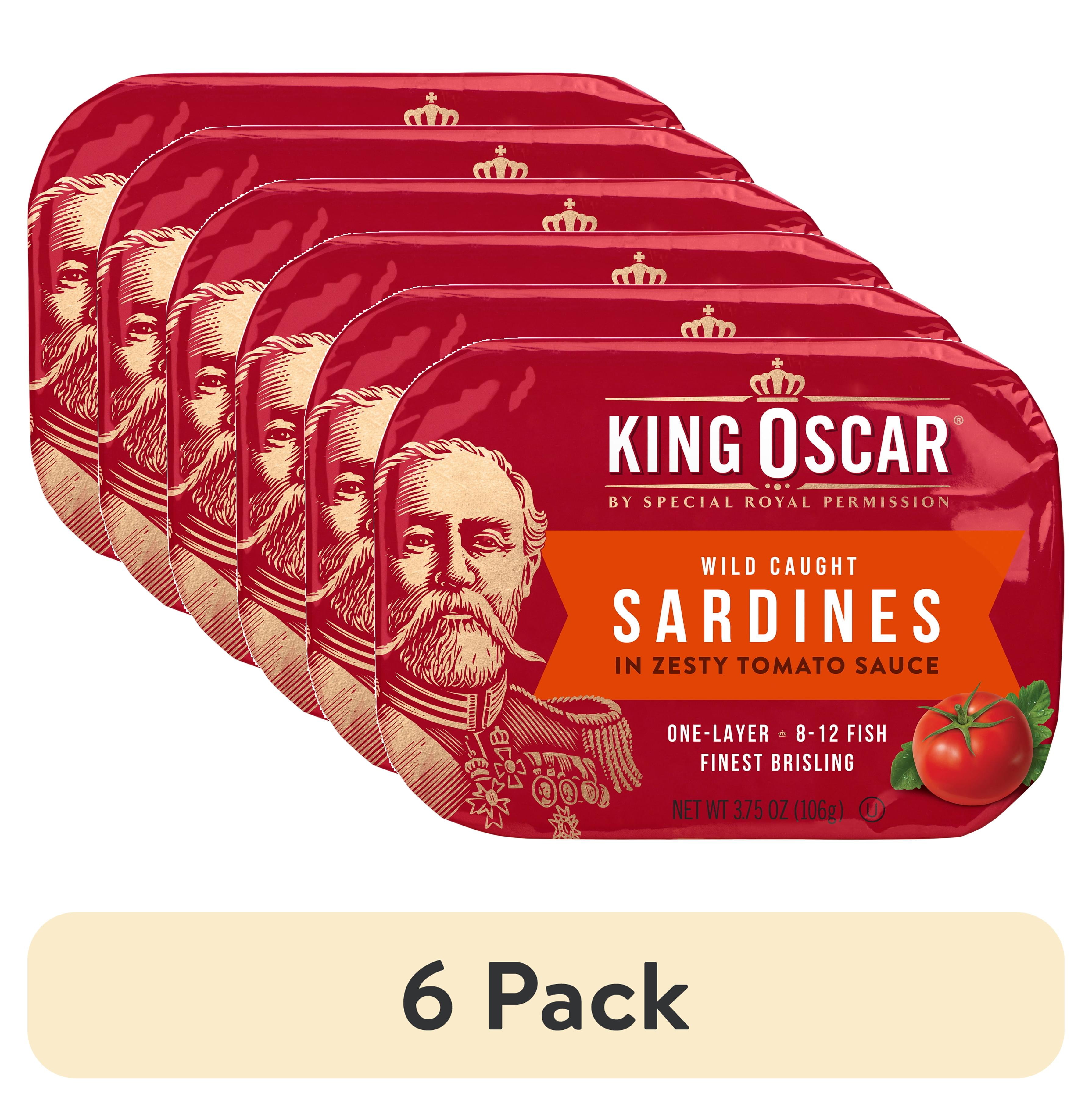 (6 pack) King Oscar Wild Caught Brisling Sardines in Zesty Tomato Sauce 3.75 oz