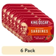 (6 pack) King Oscar Wild Caught Brisling Sardines in Zesty Tomato Sauce 3.75 oz
