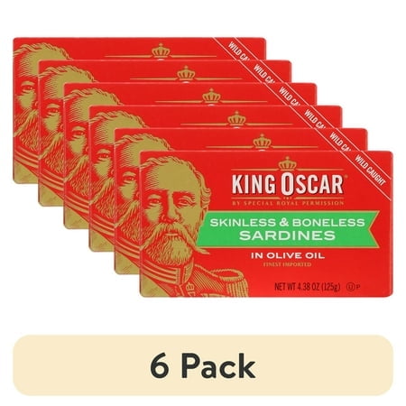(6 pack) King Oscar Wild Caught Skinless & Boneless Sardines in Olive Oil 4.38 oz