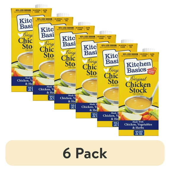 (6 pack) Kitchen Basics Original Chicken Stock, 32 oz Carton