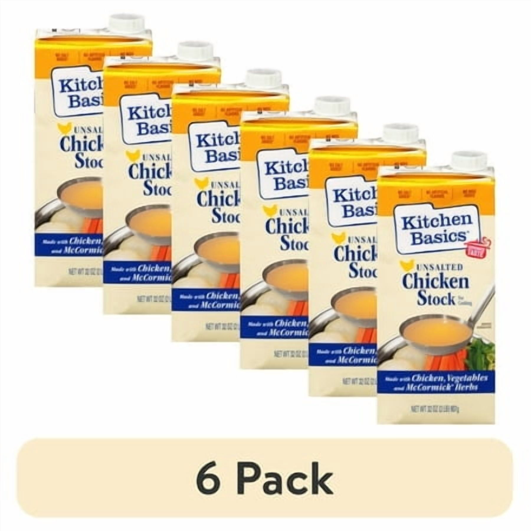 (6 pack) Kitchen Basics Unsalted Chicken Stock, 32 oz Carton