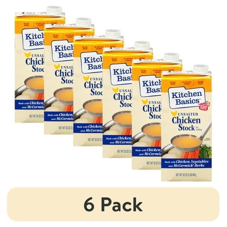 (6 pack) Kitchen Basics Unsalted Chicken Stock, 32 oz Carton