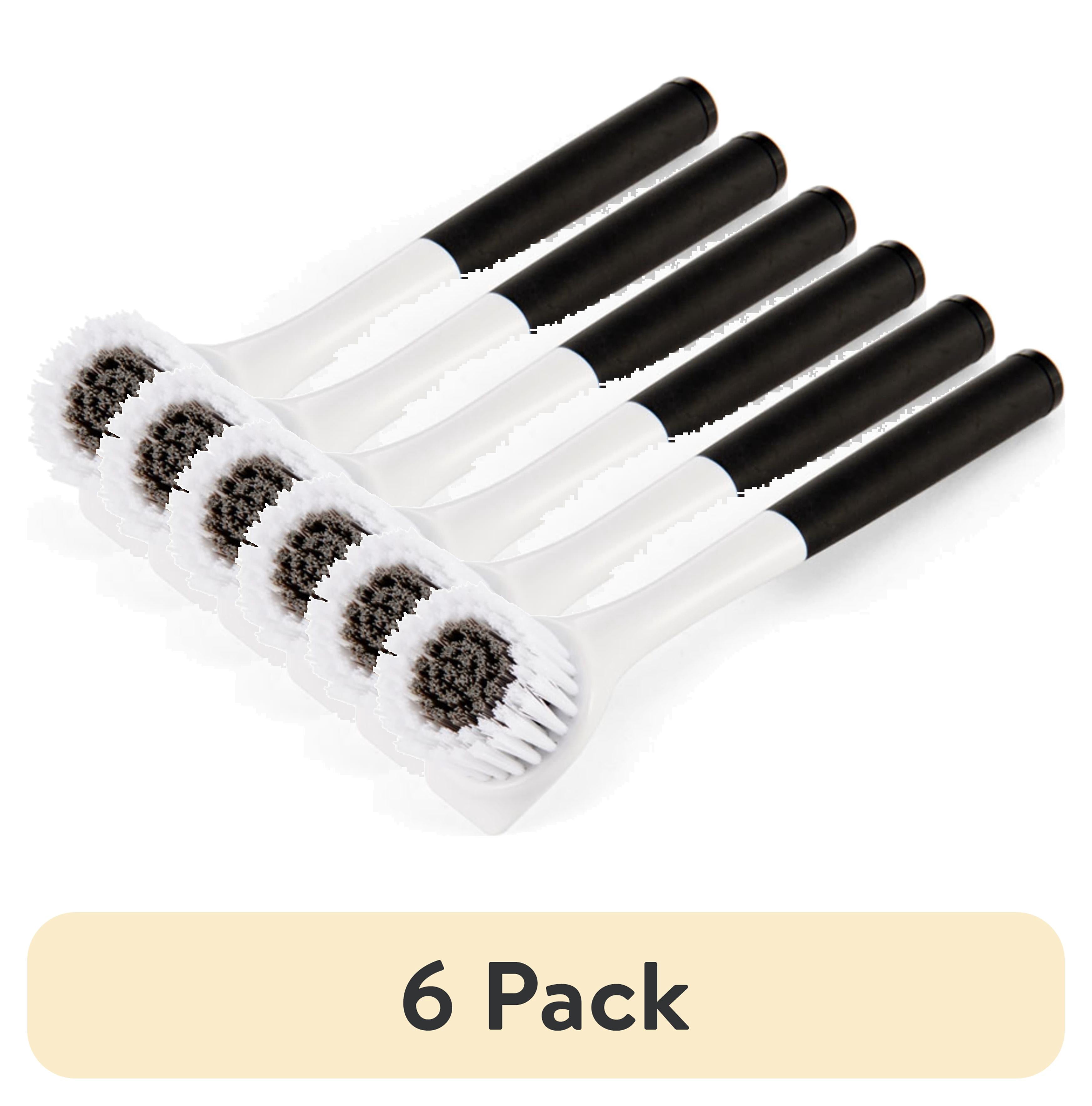 (6 pack) KitchenAid Angled Round Dish Brush with Built in Scraper, Black