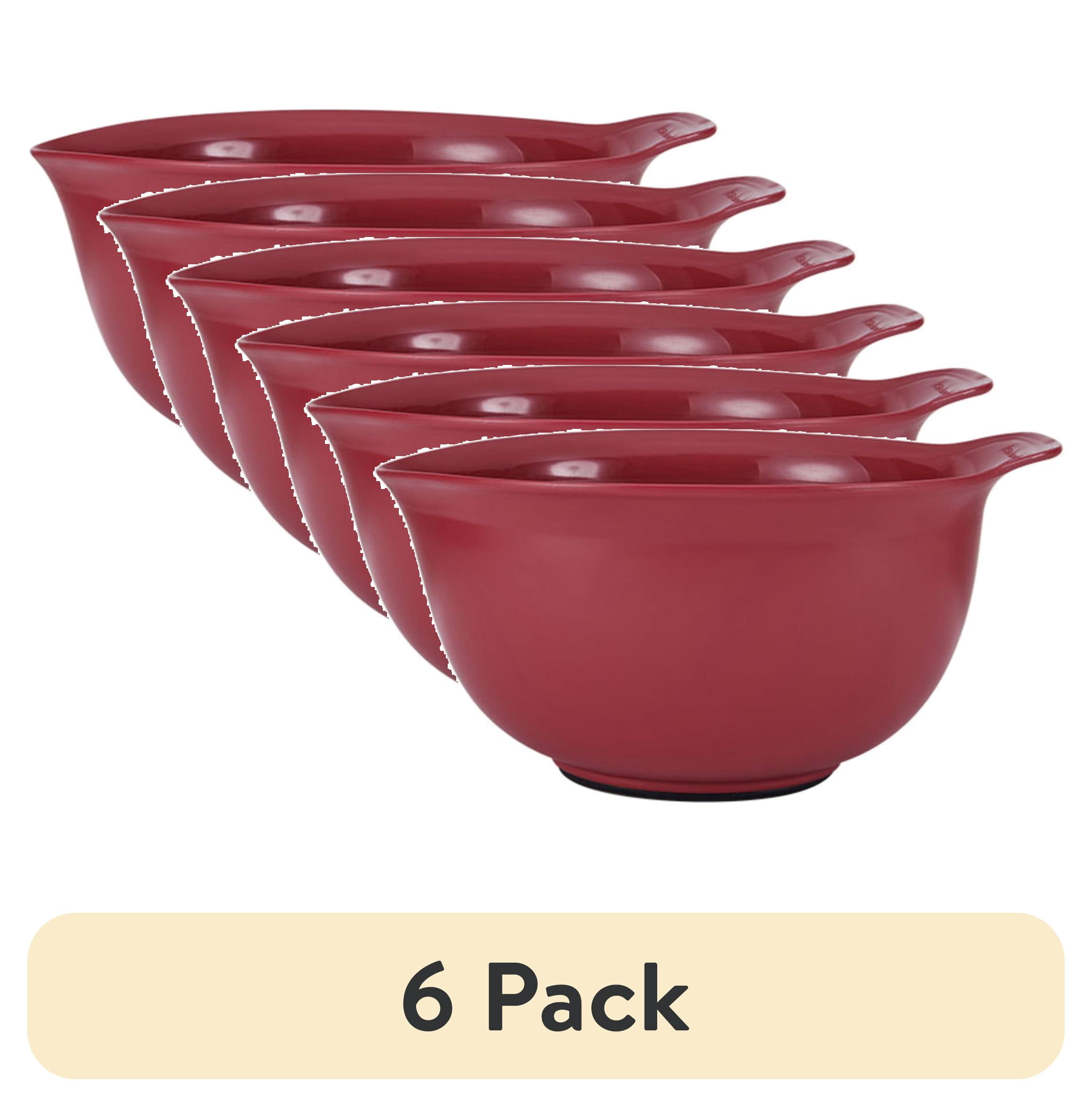 (6 pack) Kitchenaid Universal Set of 3 Plastic Mixing Bowls in Red