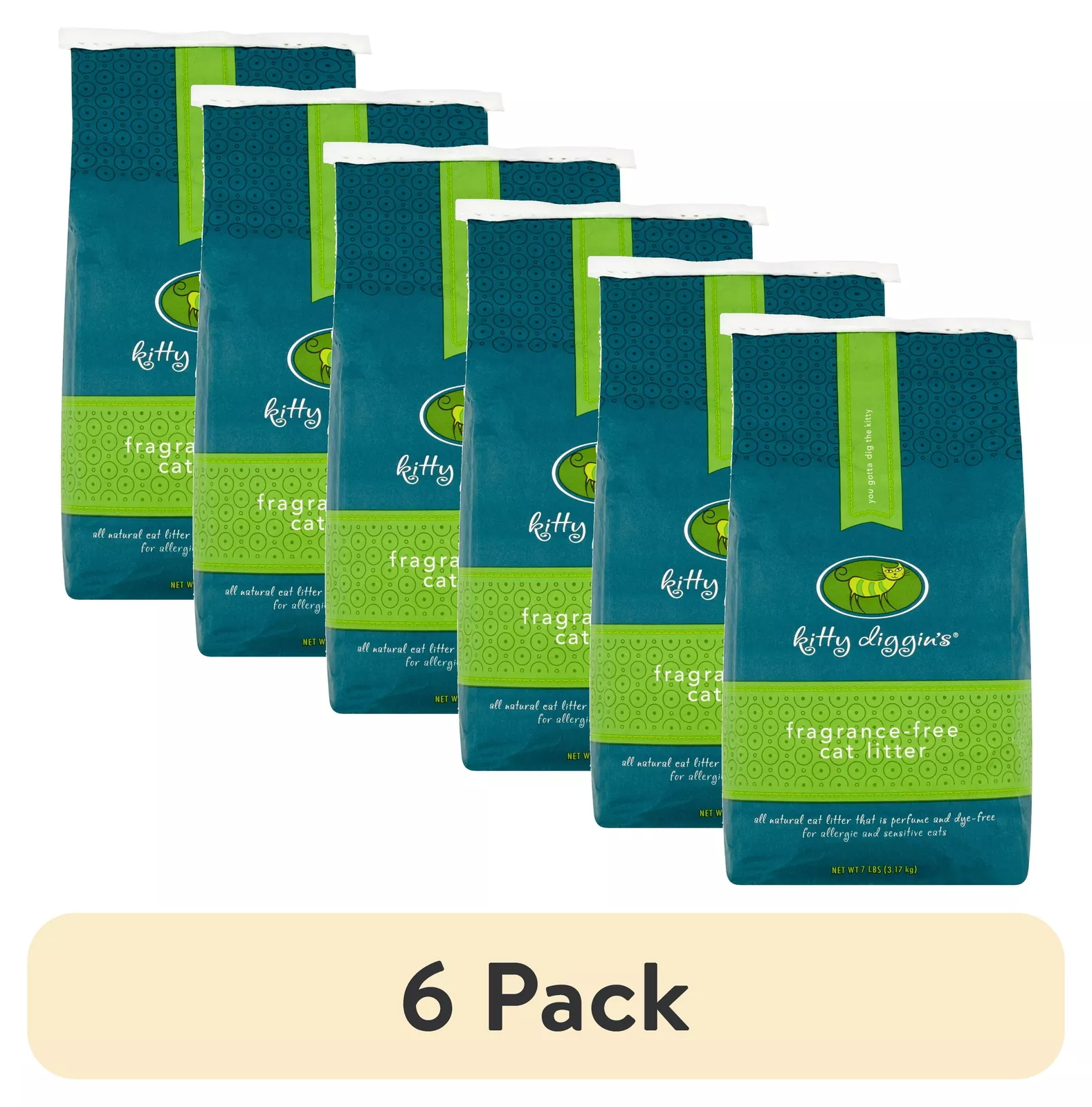 (6 pack) Kitty Diggin's Fragrance-Free Cat Litter, 7 lbs Free Shipping