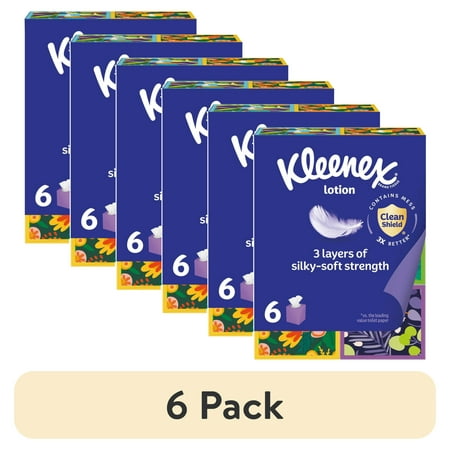 (6 pack) Kleenex Ultra Soft Facial Tissues, 6 Cube Boxes, 60 Tissues per Box, 3-Ply