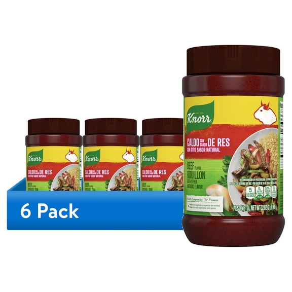 (6 pack) Knorr Granulated Beef Bouillon Ground Seasoning, 2.0 lb Jar
