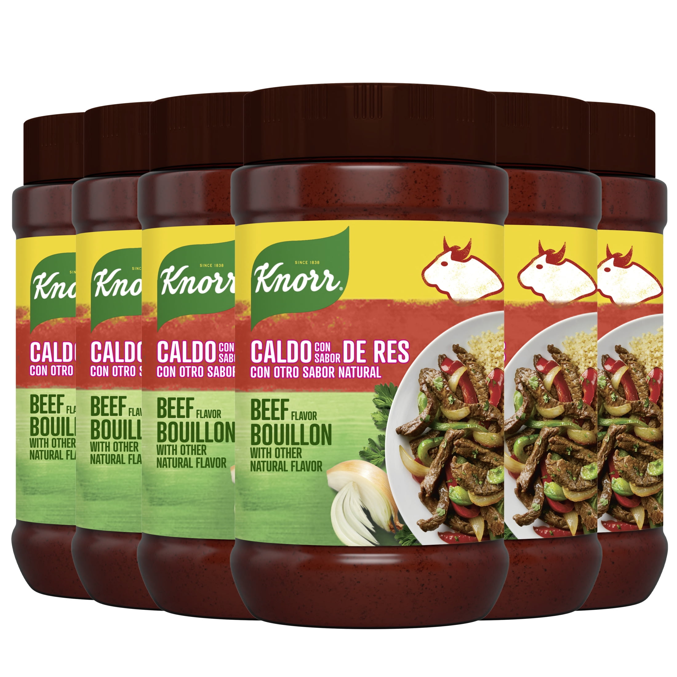 (6 pack) Knorr Granulated Beef Bouillon Ground Seasoning, 2.0 lb Jar