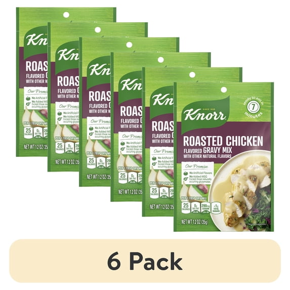 (6 pack) Knorr Gravy Mix Roasted Chicken Gravy For Delicious Easy Meals and Side Dishes No Artificial Flavors, No Added MSG 1.2 oz