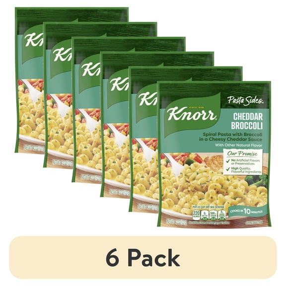 (6 pack) Knorr Pasta Sides Cheddar Broccoli Fusilli Made with No Artificial Flavors, 4.3 Oz Pouch