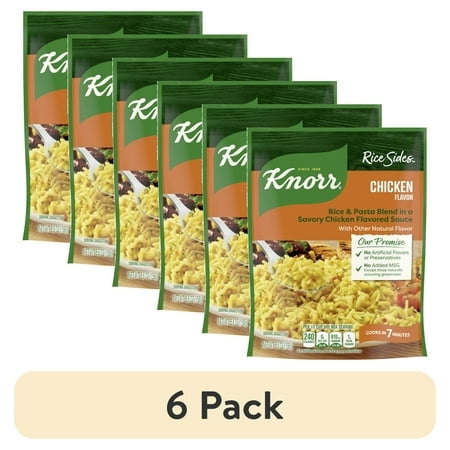 (6 pack) Knorr No Artificial Flavors Chicken Flavor Rice Cooks in 7 Minutes, 5.6 oz Regular Pouch