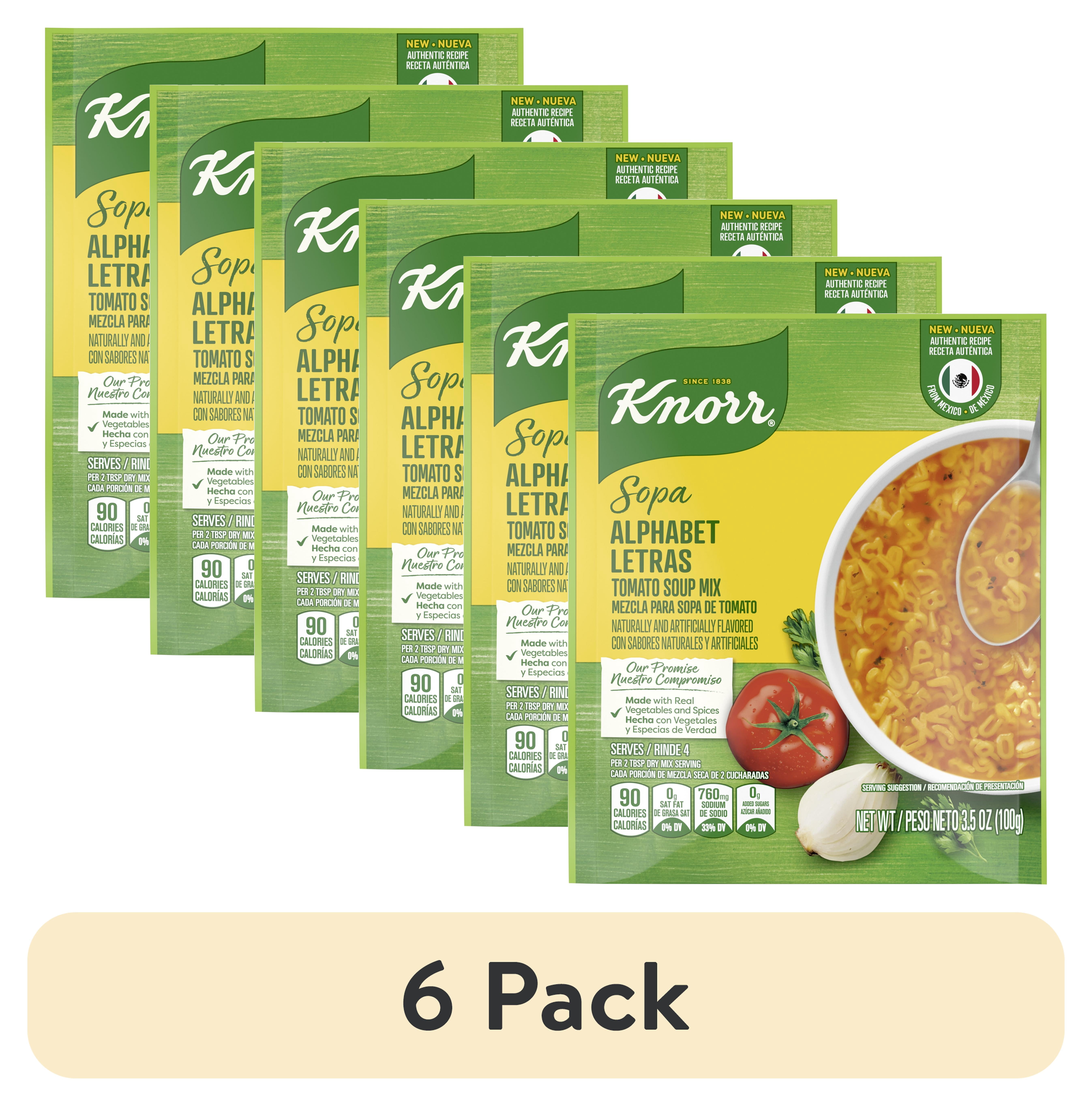 (6 pack) Knorr Sopa Tomato Alphabet Pasta Soup Mix, 3.5 oz