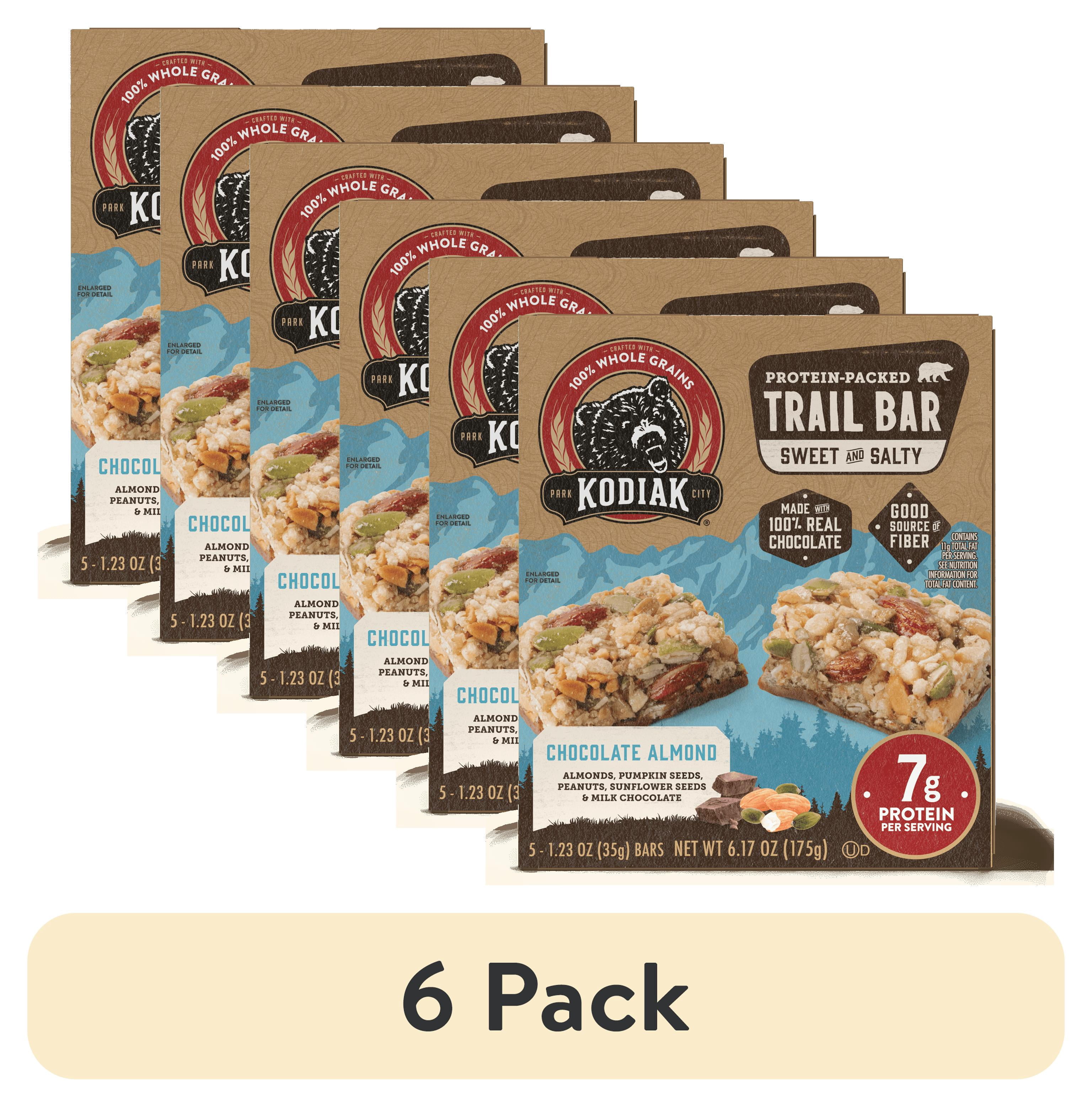 (6 pack) Kodiak Protein-Packed Chocolate Almond Trail Bars, 1.23 oz, 5 Count Cardboard Box