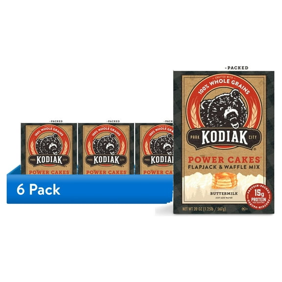 (6 pack) (6 pack) Kodiak Protein-Packed Power Cakes Buttermilk Pancake and Waffle Mix, 20 oz Box
