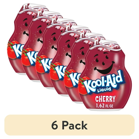 (6 pack) Kool-Aid Liquid Cherry Artificially Flavored Soft Drink Mix, 1.62 fl oz Bottle
