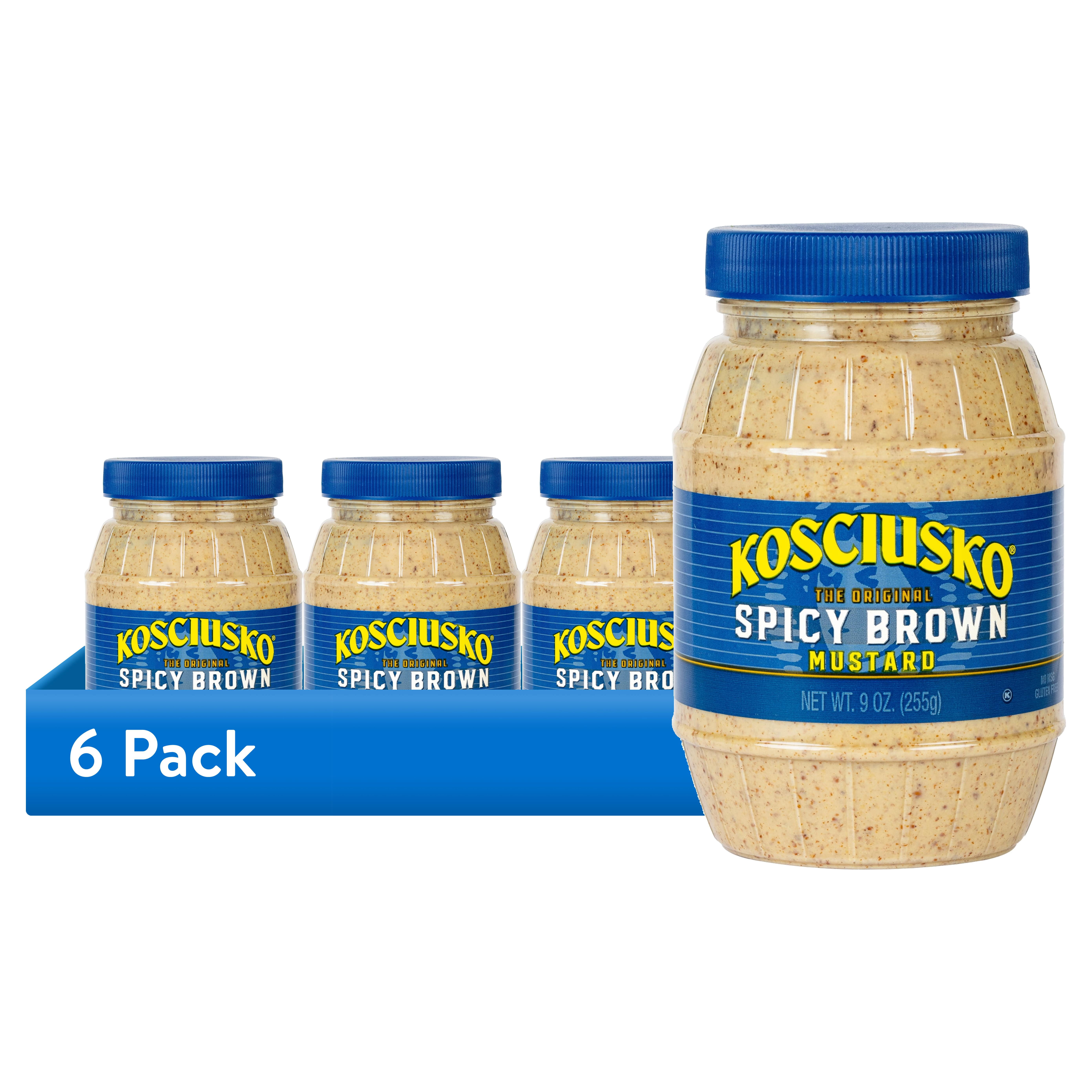 (6 pack) Kosciusko Original Spicy Brown Mustard, 9 fl oz