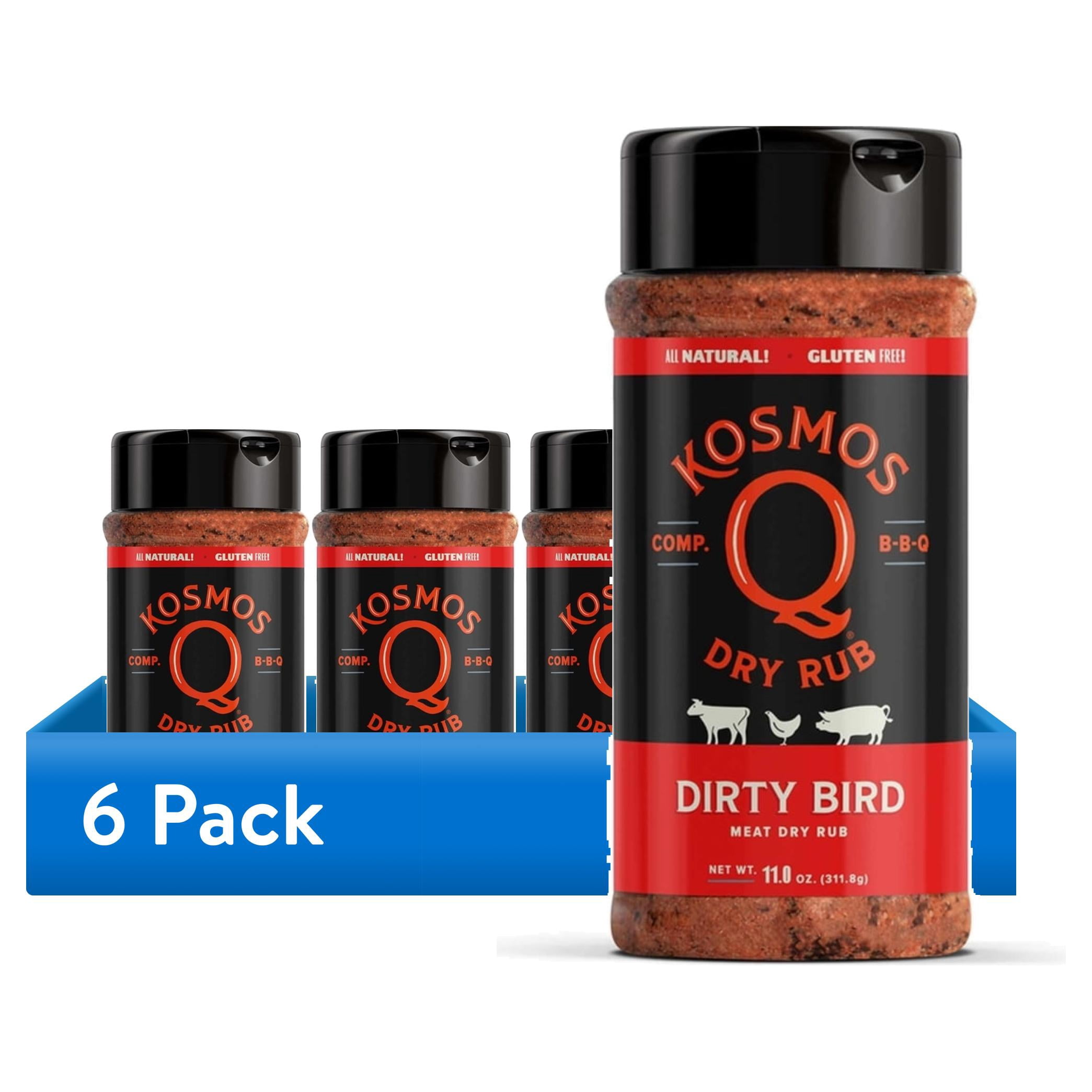 (6 pack) Kosmos Q Dirty Bird Dry BBQ Rub and Seasonings for Beef, Chicken & Pork, 11 oz