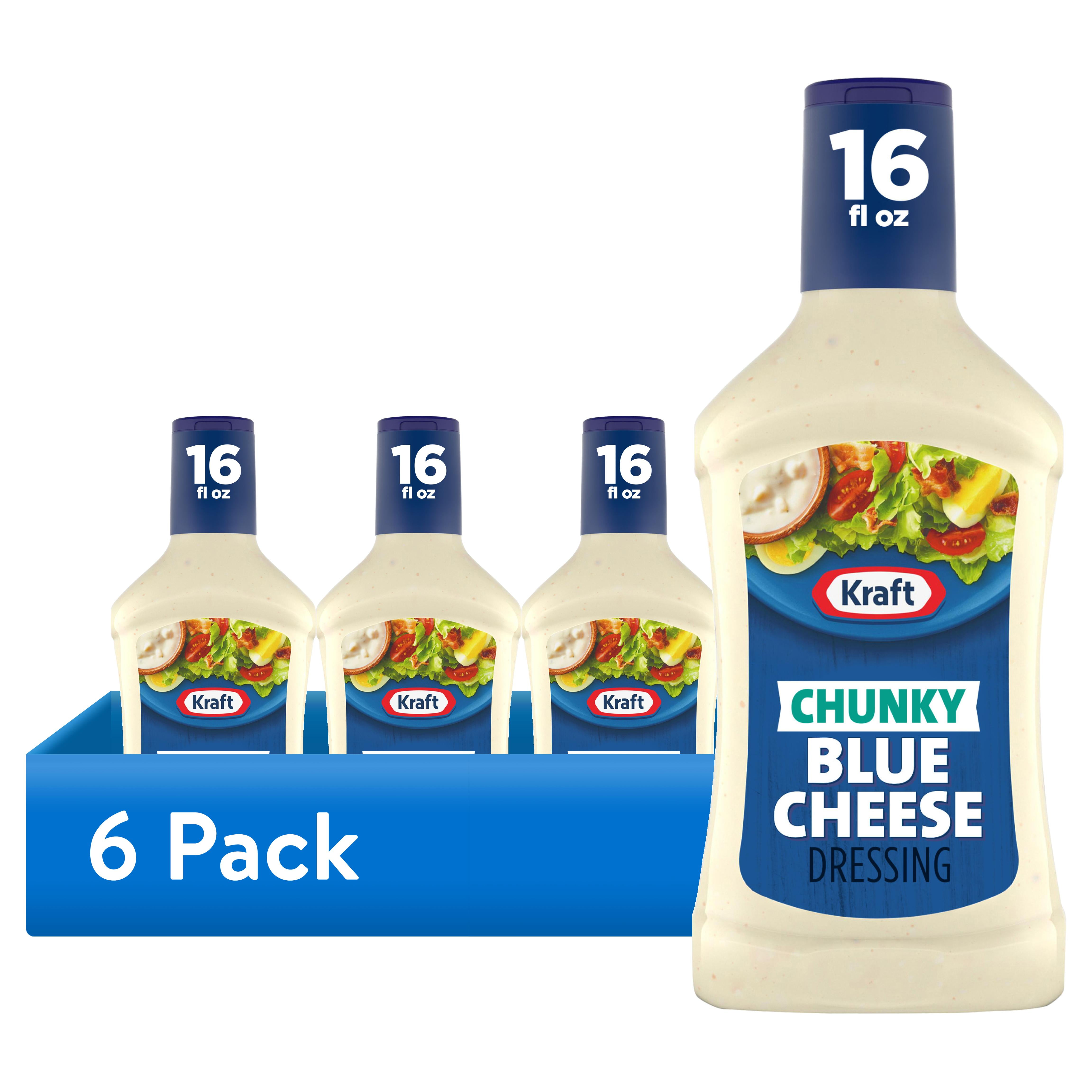 (6 pack) Kraft Chunky Blue Cheese Dressing, 16 fl oz Bottle