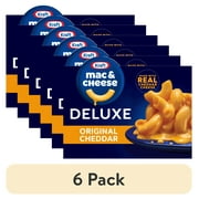 (6 pack) Kraft Deluxe Mac and Cheese, 1 Box, for Easy Dinner or Dinner Sides, Original Cheddar Cheese Flavor, No Artificial Dyes or Flavors, 14 oz