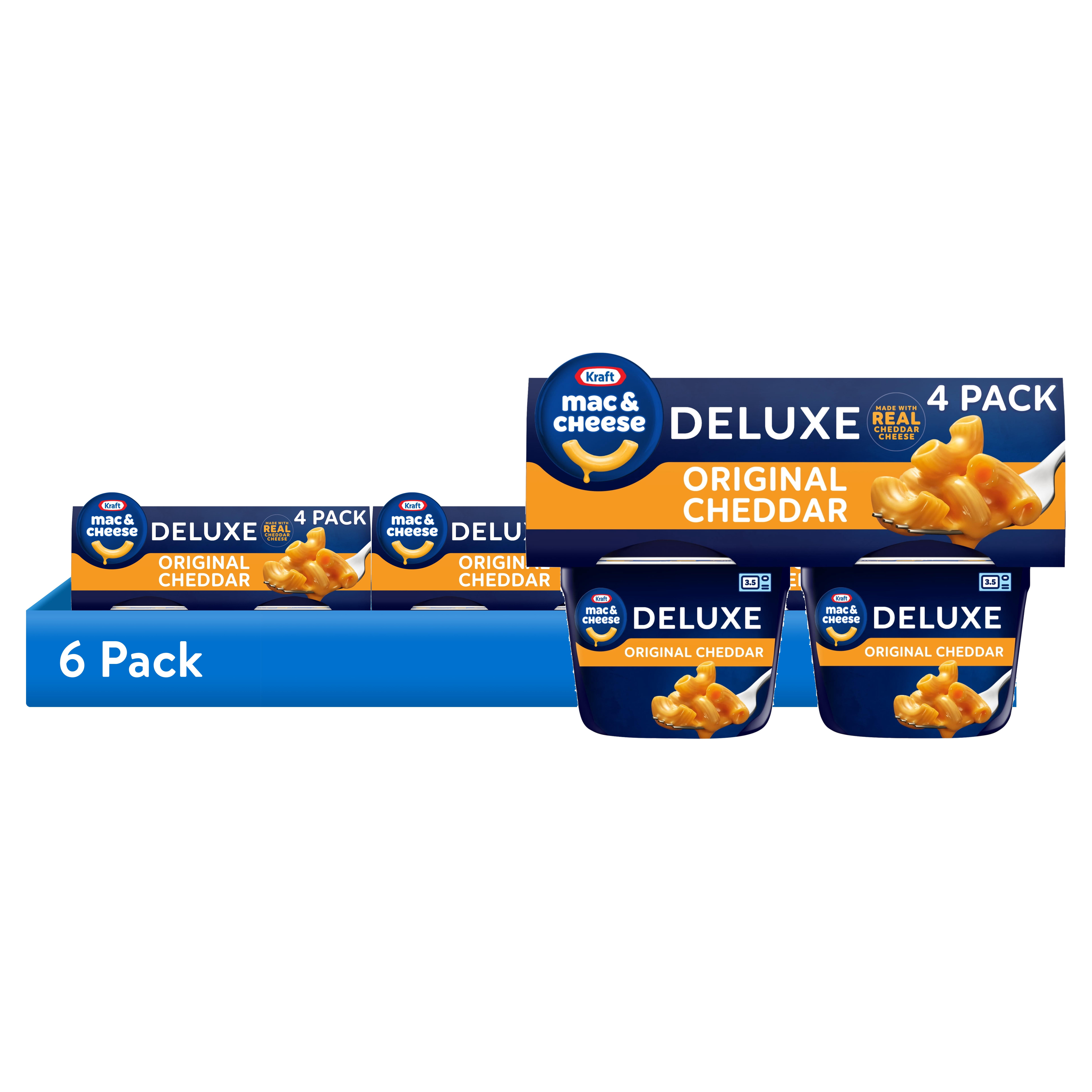 (6 pack) Kraft Deluxe Mac and Cheese, 4 Cups, for Easy Dinner or Dinner Sides, Original Flavor, No Artificial Flavors or Dyes, 2.39 oz