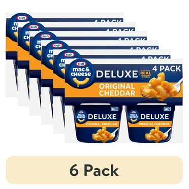 (6 pack) Kraft Deluxe Original Mac N Cheese Easy Microwavable Dinner, 4 ct Pack, 2.39 oz Cups, Shelf-Stable