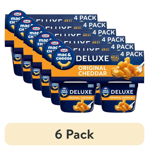 (6 pack) Kraft Deluxe Mac and Cheese, 4 Cups, for Easy Dinner or Dinner Sides, Original Flavor, No Artificial Flavors or Dyes, 2.39 oz