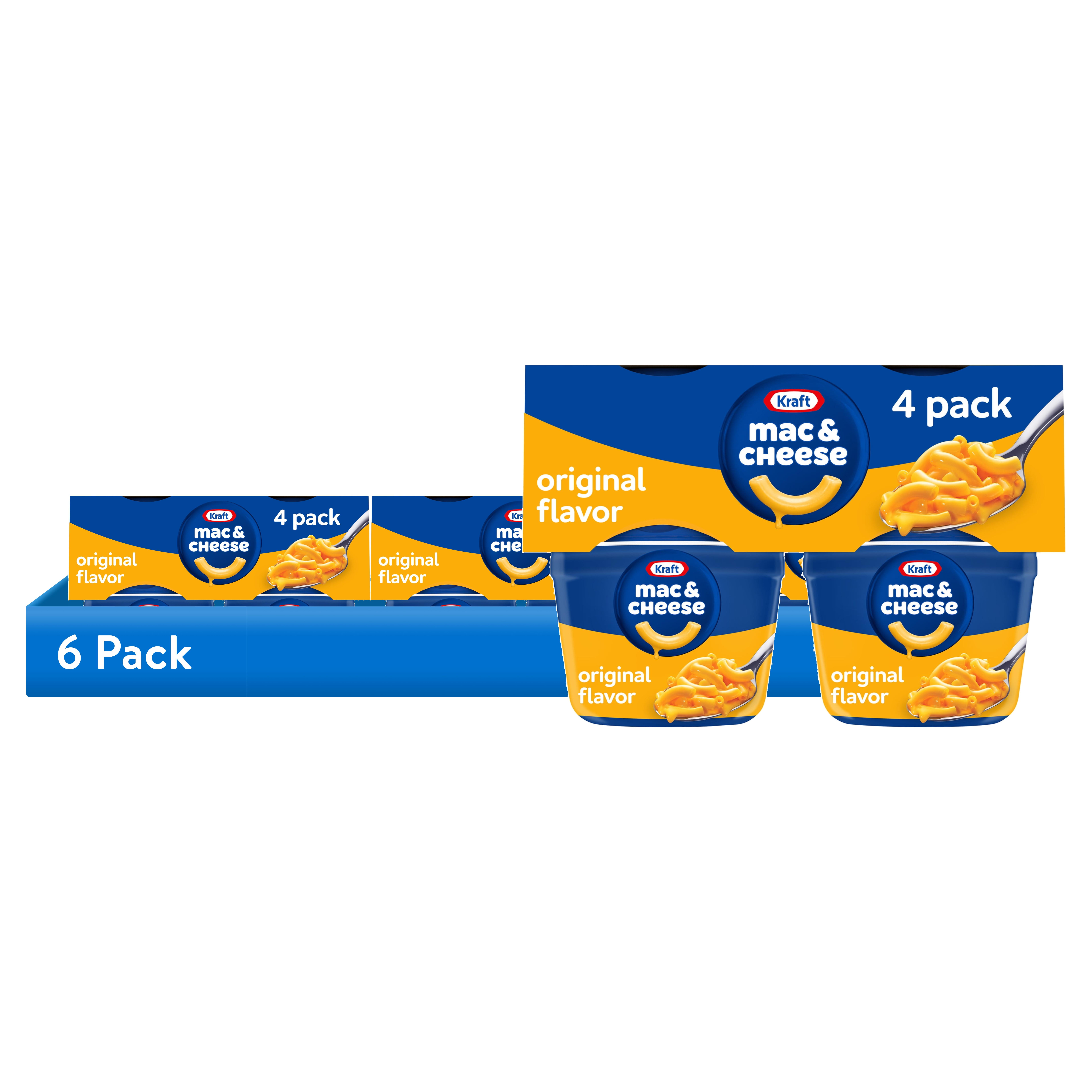 (6 pack) Kraft Original Mac N Cheese Cups Easy Microwavable Dinner, 4 ct Pack, 2.05 oz Cups, Shelf-Stable