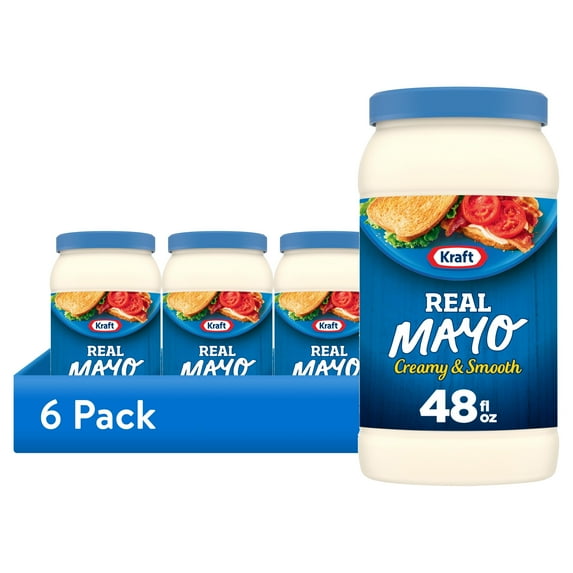 (6 pack) Kraft Real Mayo Creamy & Smooth Mayonnaise, 48 fl oz Jar