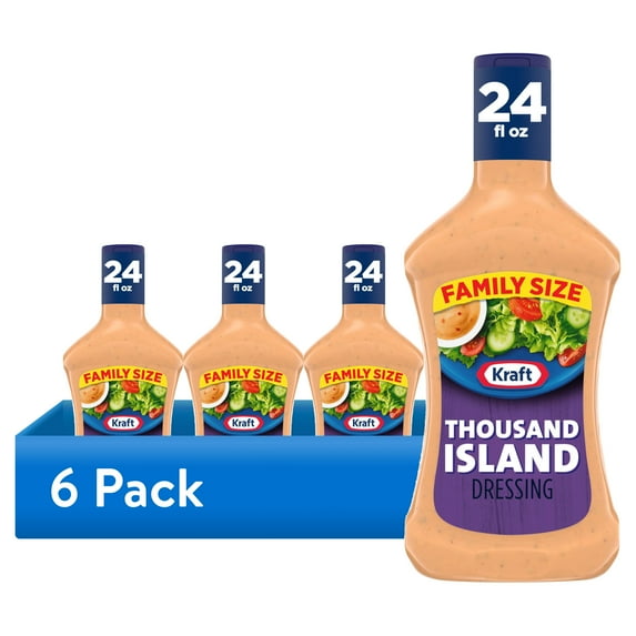 (6 pack) Kraft Thousand Island Dressing Family Size, 24 fl oz Bottle