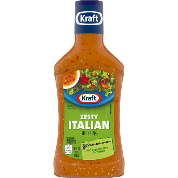 (6 pack) Kraft Zesty Italian Dressing, 16 fl oz Bottle