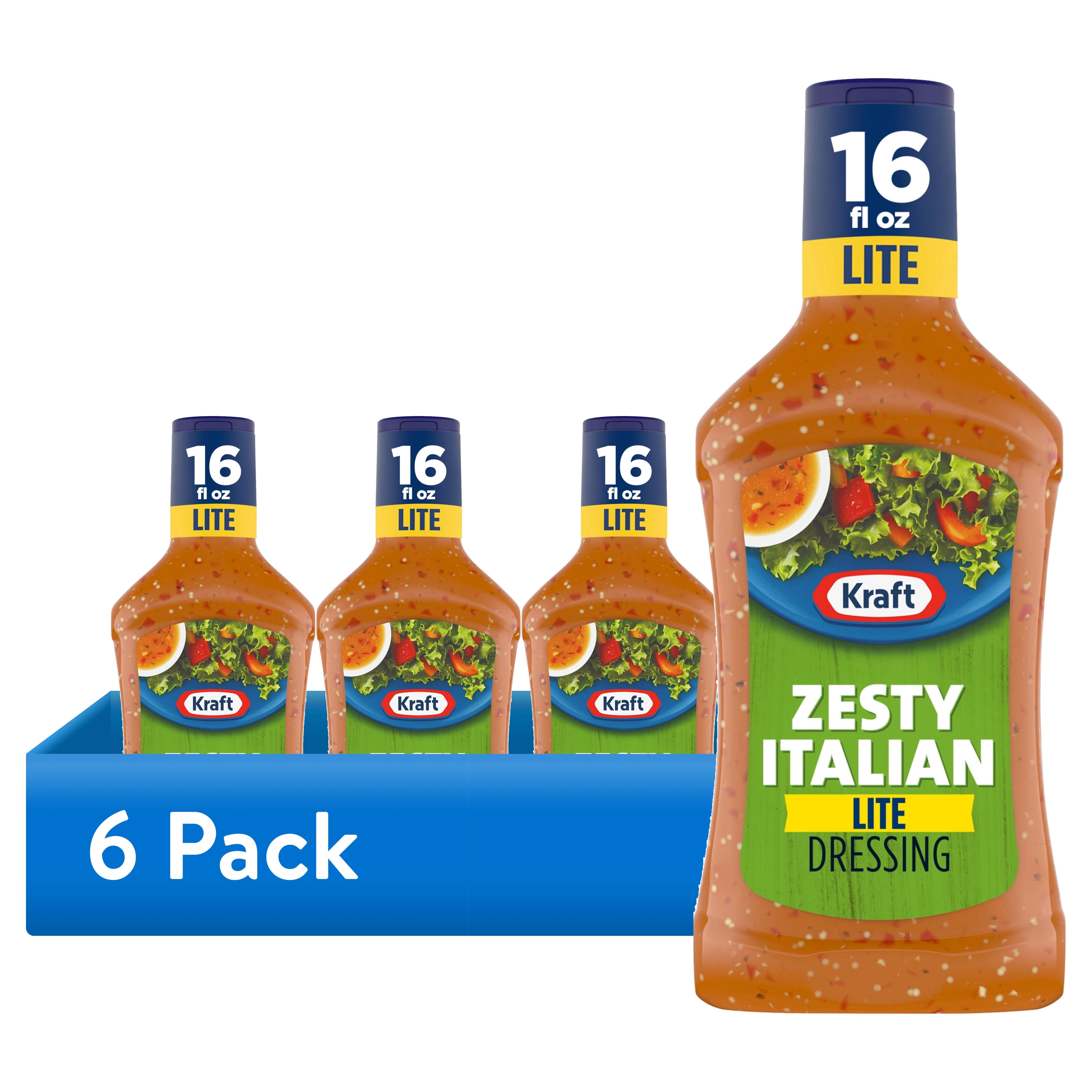 (6 pack) Kraft Zesty Italian Lite Dressing, 16 fl oz Bottle