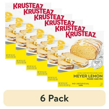 (6 pack) Krusteaz Meyer Lemon Pound Cake and Glaze Mix, 16.5 oz Box