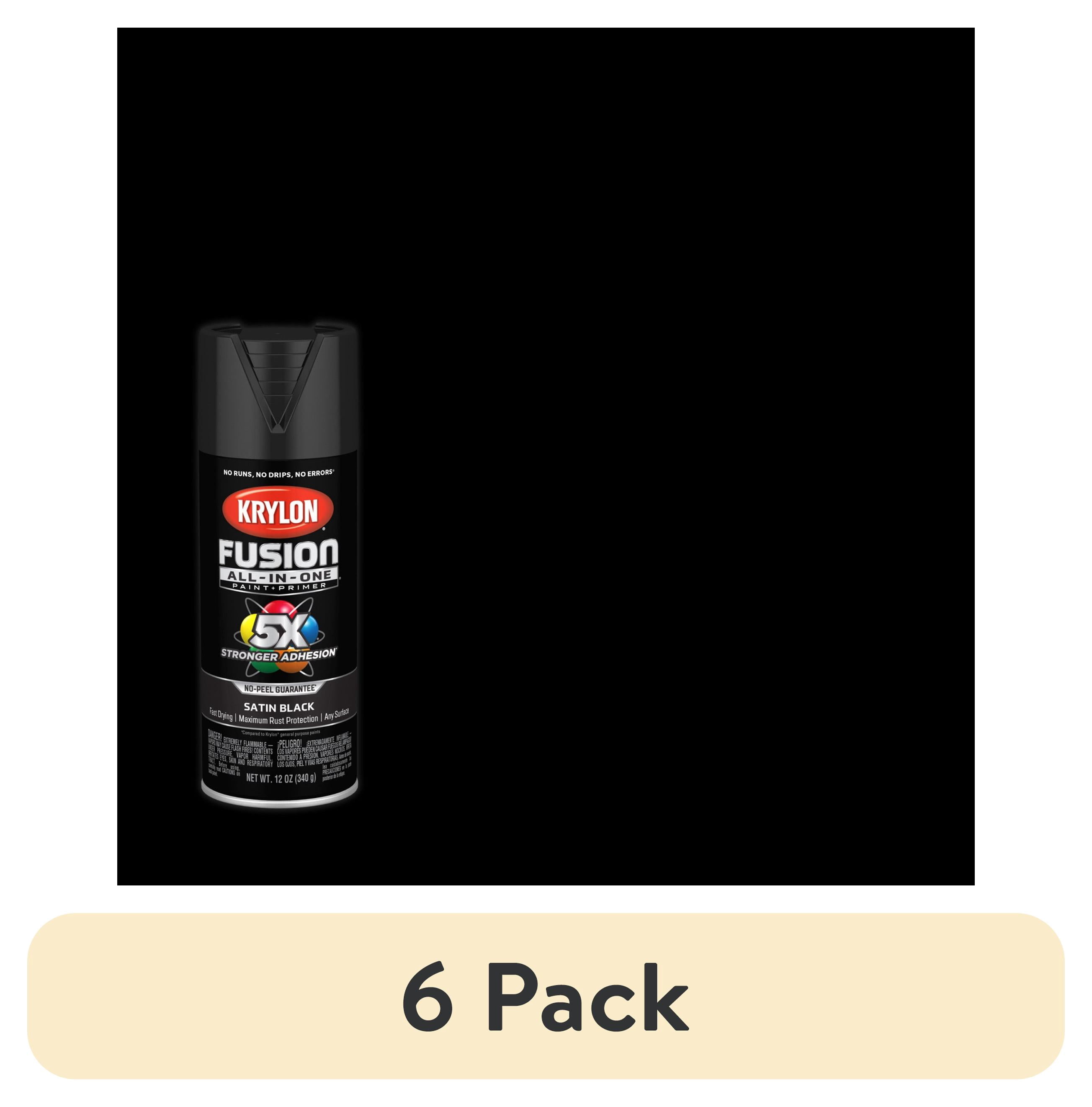 (6 pack) Krylon Fusion All-In-One, Satin, Black, 12 oz.