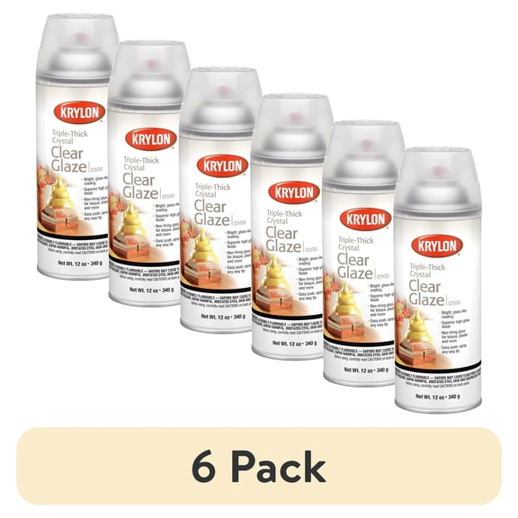 (6 pack) Krylon I00500A07 Triple-Thick Crystal Clear High Gloss Spray Paint, 12 oz, Multi-Surface