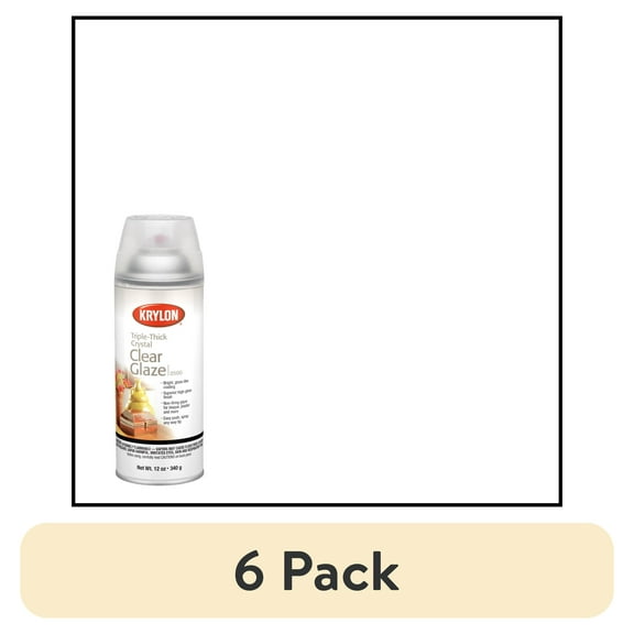 (6 pack) Krylon I00500A07 Krylon Triple-Thick Crystal Clear Glaze Clear High Gloss 12 oz Spray Paint, Multi-Surface, (1 Piece, 1 Pack)