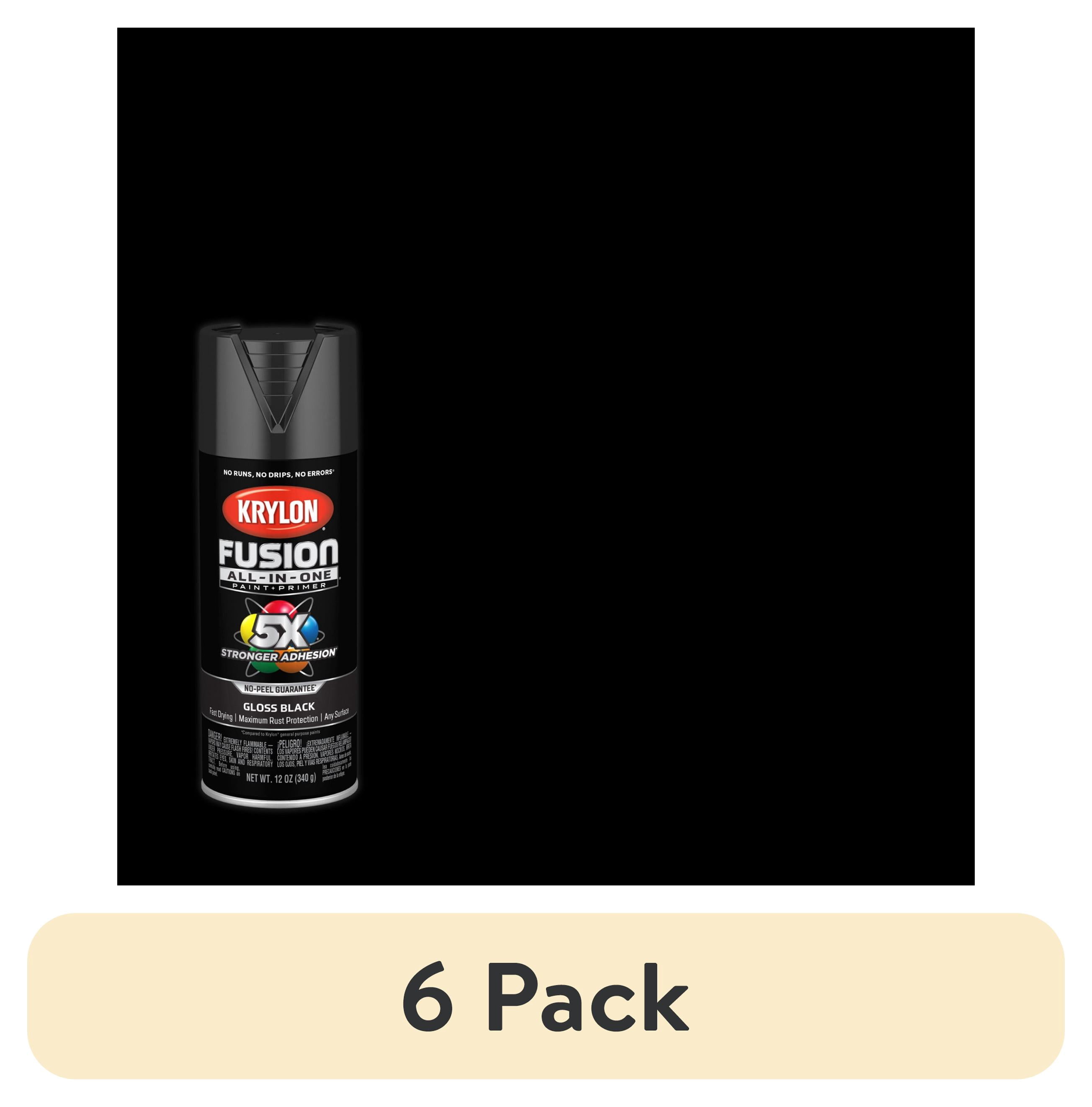 (6 pack) Krylon K02702007 Krylon Fusion All-In-One Black Gloss 12 oz Spray Paint, Multi-Surface, (1 Piece, 1 Pack)