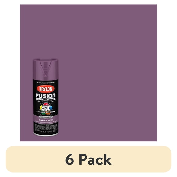 (6 pack) Krylon K02709007 Krylon Fusion All-In-One Icy Grape Gloss 12 oz Spray Paint, Multi-Surface, (1 Piece, 1 Pack)