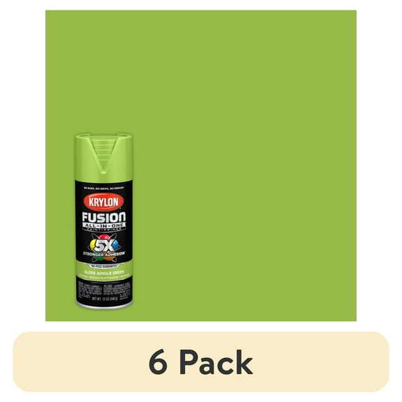 (6 pack) Krylon K02712007 Krylon Fusion All-In-One Jungle Green Gloss 12 oz. Spray Paint, Multi-Surface, (1 Piece, 1 Pack)