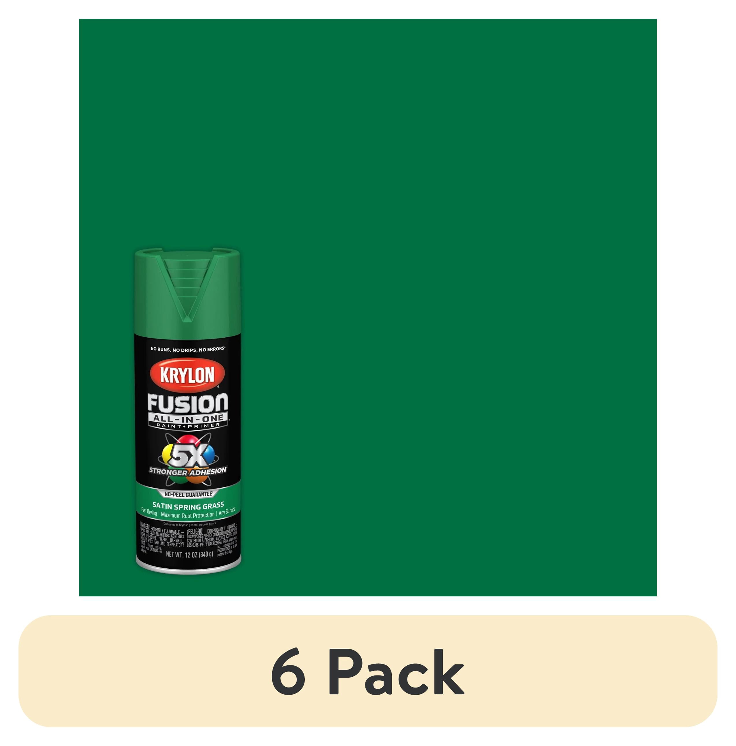 (6 pack) Krylon K02751007 Krylon Fusion All-In-One Spring Grass Satin 12 oz. Spray Paint, Multi-Surface, (1 Piece, 1 Pack)