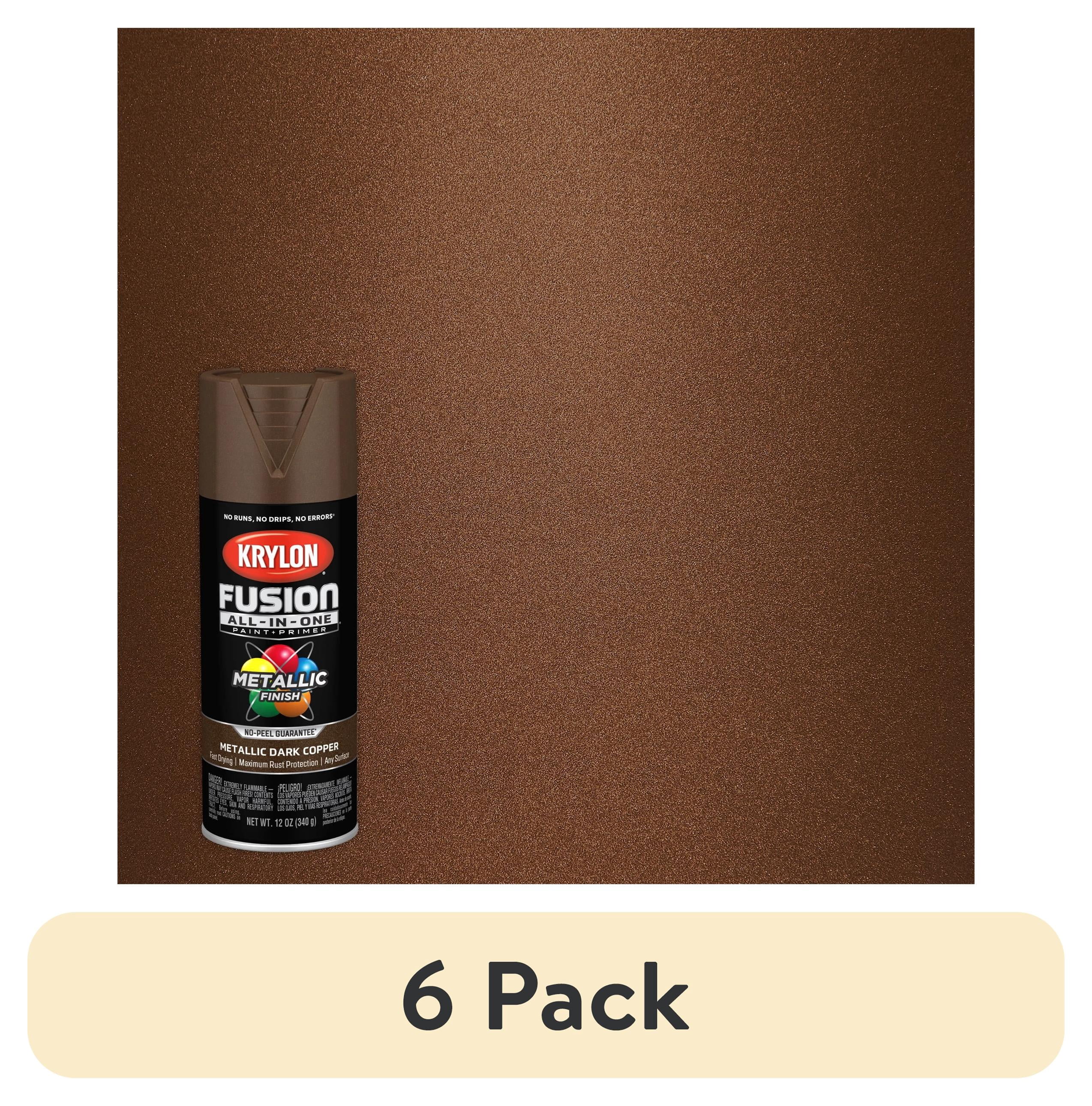 (6 pack) Krylon Fusion All-In-One Spray Paint Metallic, Dark Copper, 12 oz.