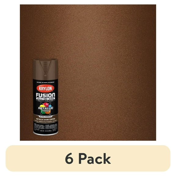 (6 pack) Krylon K02767007 Krylon Fusion All-In-One Metallic Dark Copper Metallic 12 oz Spray Paint, Multi-Surface, (1 Piece, 1 Pack)