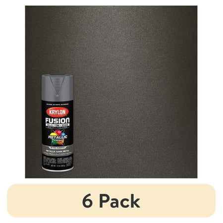 (6 pack) Krylon Fusion All-In-One Metallic, Metallic, Dark Metal, 12 oz