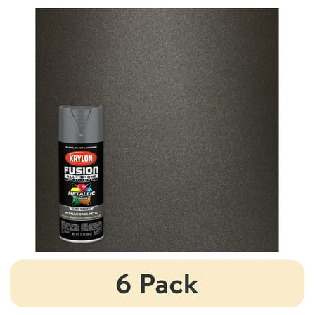 (6 pack) Krylon K02769007 Krylon Fusion All-In-One Metallic Dark Metal Metallic 12 oz Spray Paint, Multi-Surface, (1 Piece, 1 Pack)