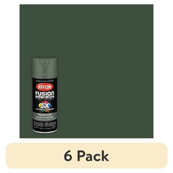 (6 pack) Krylon K02796007 Krylon Fusion All-In-One Spanish Moss Matte 12 oz. Spray Paint, Multi-Surface, (1 Piece, 1 Pack)