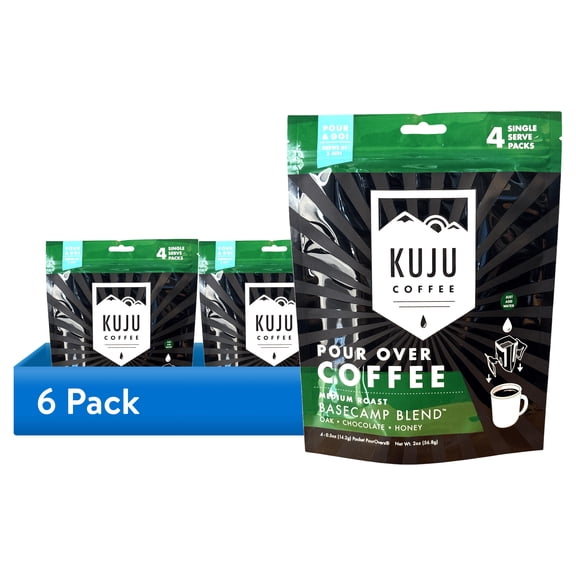 (6 pack) Kuju Coffee Pocket PourOver Coffee Basecamp Medium Roast Single-Serve Packets (4 Pack)