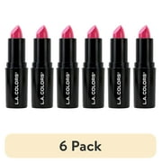 (6 pack) L.A. COLORS Long-Wearing Satin Finish Velvet Pout Chaser Lipstick, Attention, 0.13 oz