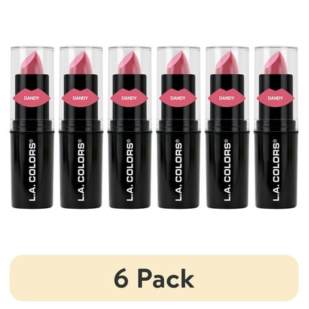 (6 pack) L.A. COLORS Long-Wearing Satin Finish Velvet Pout Chaser Lipstick,Dandy, 0.13 oz