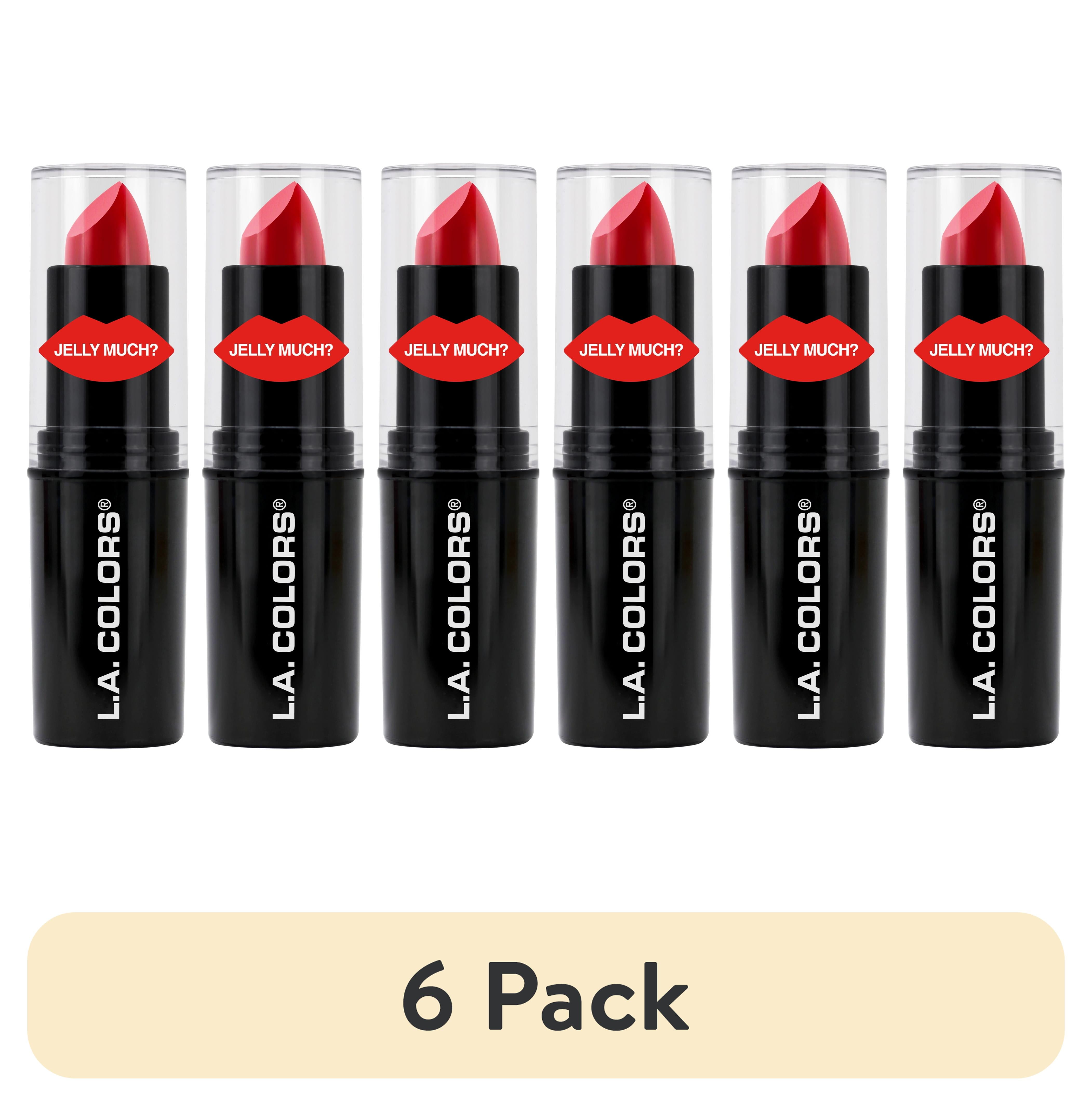 (6 pack) L.A. COLORS Long-Wearing Satin Finish Velvet Pout Chaser Lipstick, Jelly Much, .013 oz