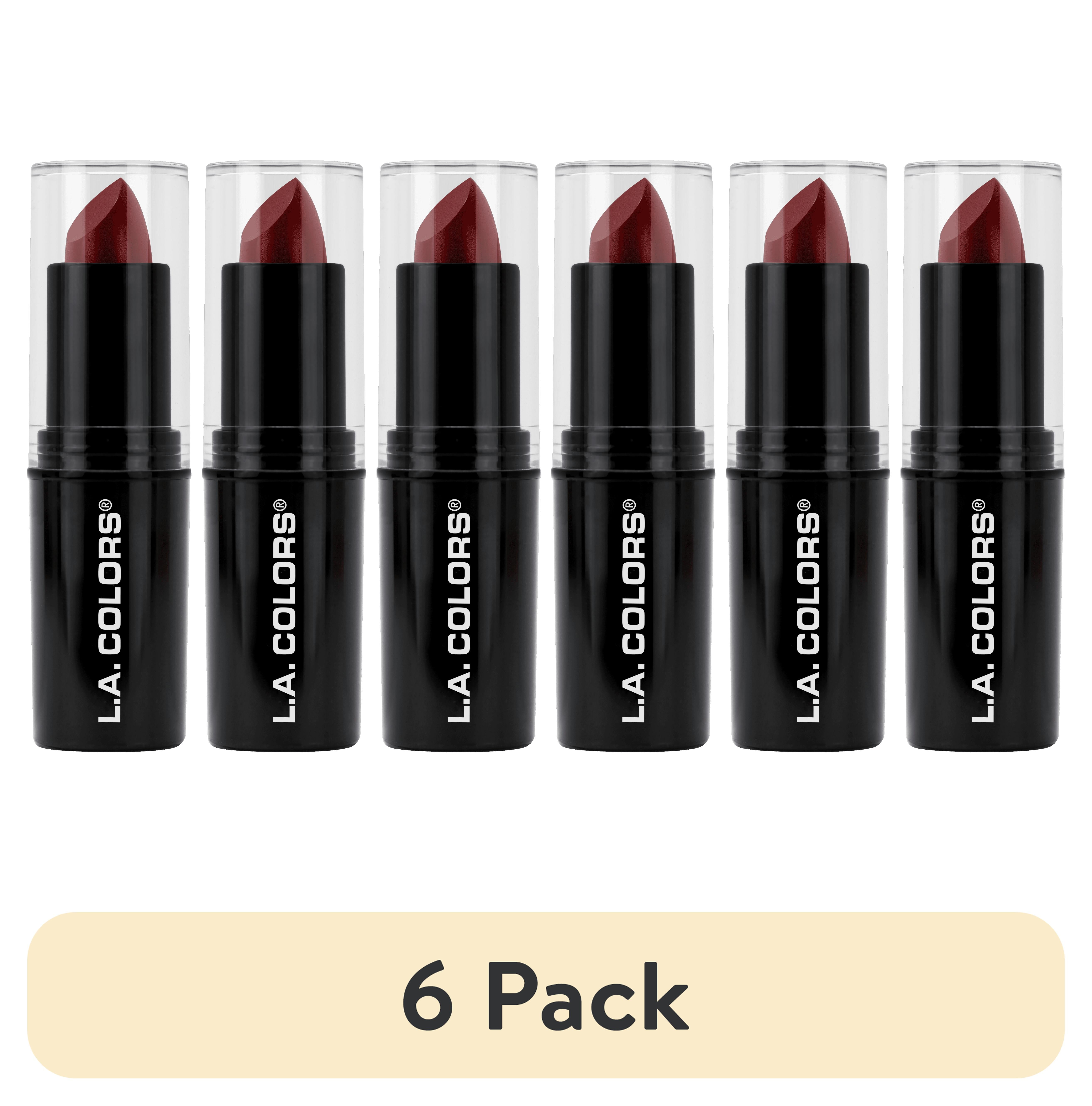 (6 pack) L.A. COLORS Long-Wearing Satin Finish Velvet Pout Chaser Lipstick, Marachino Cherry, 0.13 oz